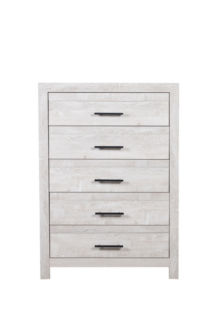 Denver Modern Style 5-Drawer Chest Made with Wood in Gray