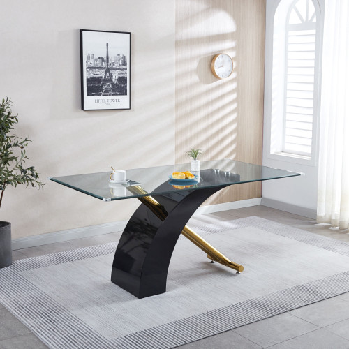 Stylish Dining Room Table, Luxury Glass Top Dining Table, Modern Design For Your House (2 Colors)