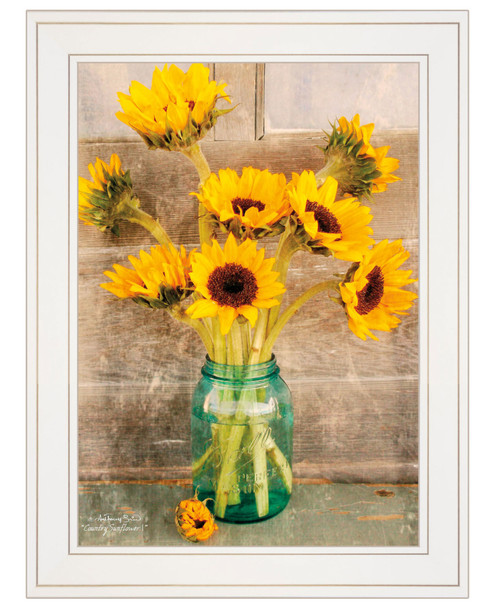 "Country Sunflowers I" by Anthony Smith, Ready to Hang Framed print, White Frame