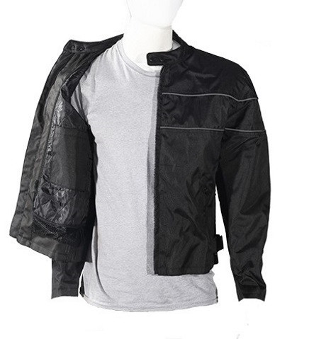 MENS MOTORCYCLE REFLECTIVE STRIPES SPORTS JACKET w/ ZIPOUT LINING