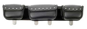 MOTORCYCLE STUDDED WINDSHIELD BAG 3 POCKET w/ METAL POST - DA12