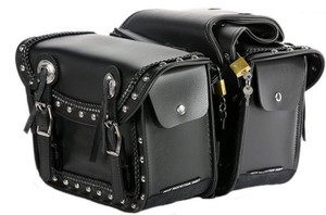 11" W MOTORCYCLE PVC BRAIDED STUDDED SADDLEBAGS w/ CONCHO- DA23 11" W MOTORCYCLE PVC BRAIDED STUDDED SADDLEBAGS w/ CONCHO- DA23