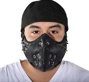 MOTORCYCLE GENUINE LEATHER ADJUSTABLE FACE MASK w/ SPIKES - DA43 MOTORCYCLE GENUINE LEATHER ADJUSTABLE FACE MASK w/ SPIKES - DA43