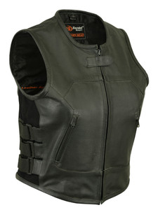 WOMENS MOTORCYCLE LEATHER VEST SWAT STYLE - MA12 WOMENS MOTORCYCLE LEATHER VEST SWAT STYLE - MA12