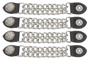 4PC MOTORCYCLE BIKER INDIAN HEAD GRAPHIC DUAL METAL CHAIN VEST EXTENDER - DD30 4PC MOTORCYCLE BIKER INDIAN HEAD GRAPHIC DUAL METAL CHAIN VEST EXTENDER - DD30