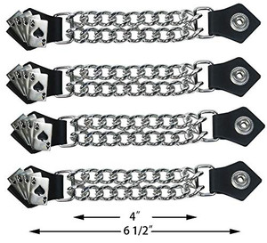 4PC MOTORCYCLE BIKER DIAMOND CUT CHROME CHAIN DEADMAN'S HAND VEST EXTENDER -DD43 4PC MOTORCYCLE BIKER DIAMOND CUT CHROME CHAIN DEADMAN'S HAND VEST EXTENDER -DD43