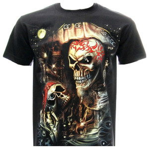 MENS WOMEN BIKER MOTORCYCLE GLOW IN DARK SKULL 3D PRINT T-SHIRT COTTON - SC1 MENS WOMEN BIKER MOTORCYCLE GLOW IN DARK SKULL 3D PRINT T-SHIRT COTTON - SC1