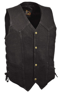 MENS MOTORCYCLE BLACK 14.5oz COTTON DENIM VEST w/ DUAL CONCEAL GUN POCKETS -SADU MENS MOTORCYCLE BLACK 14.5oz COTTON DENIM VEST w/ DUAL CONCEAL GUN POCKETS -SADU