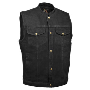 MILWAUKEE PERFORMANCE MENS BLACK COTTON DENIM VEST w/ CONCEAL GUN POCKET - SAFV