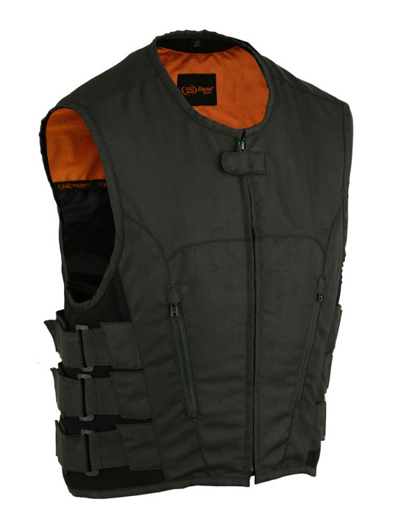 MENS MOTORCYCLE BLACK TEXTILE VEST SWAT STYLE - MA6