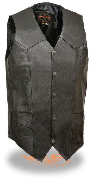 MENS CLASSIC TALL BIKER VEST W/5 SNAP BUTTONS - SA36