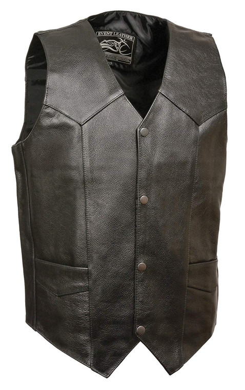 EVENT LEATHER PROMOTIONAL GRADE MENS LEATHER VEST w/SOFT SATIN INNER LINER -SAFN