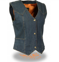 LADIES DENIM VEST w/ 3 SNAP FRONT - SA58