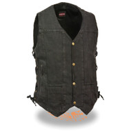 MILWAUKEE PERFORMANCE MENS 10 POCKETS BLACK DENIM VEST w/ 2 CONCEAL POCKET -SAGC