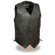 EVENT LEATHER MENS CLASSIC SIDE LACES PROMOTIONAL GRADE LEATHER BIKER VEST -SAGI