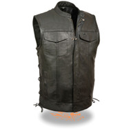 MILWAUKEE LEATHER MENS PREMIUM BUFFALO LEATHER VEST w/ CONCEAL GUN POCKETS -SAGK