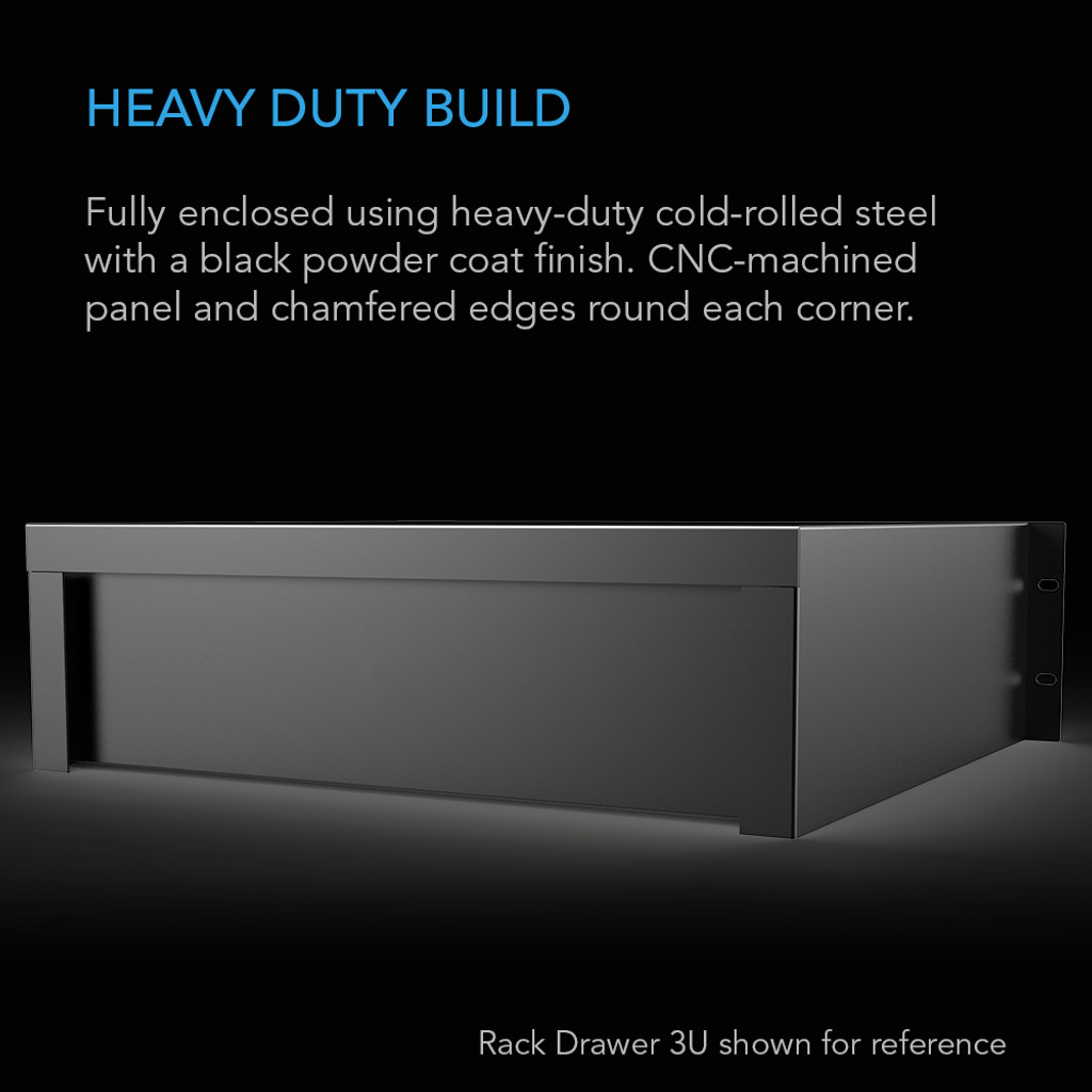 Heavy-Duty Rack Drawer with Aluminum Faceplate, 1U