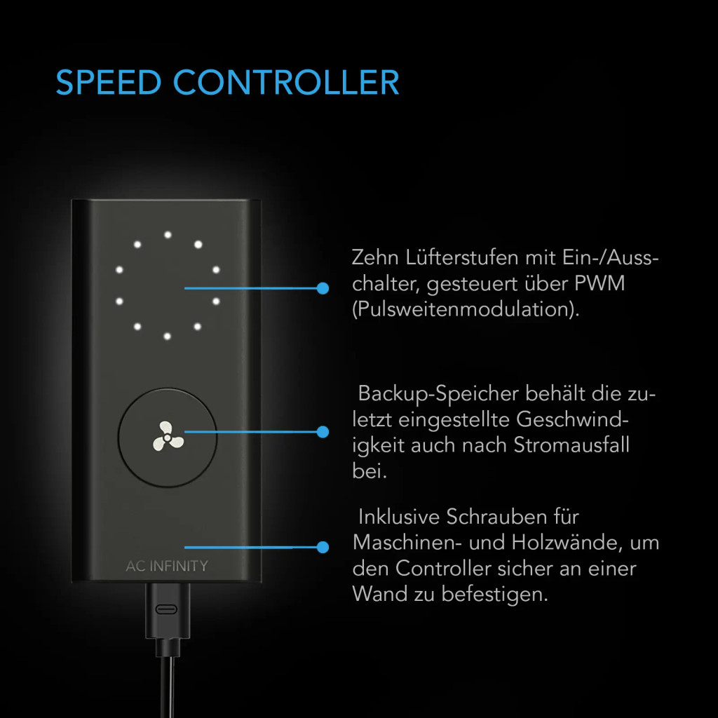 CLOUDLINE S6 – Leiser 150 mm Inline-Rohrventilator mit Drehzahlregler, EC-Motor, Abluftventilator für Growzelte und -räume