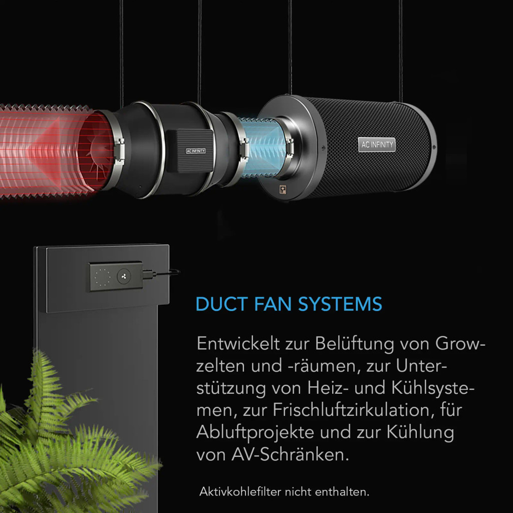 CLOUDLINE S12 – Leiser 300 mm Inline-Rohrventilator mit Temperatur- und Feuchte-Controller, EC-Motor, Abluftventilator für Growzelte und -räume