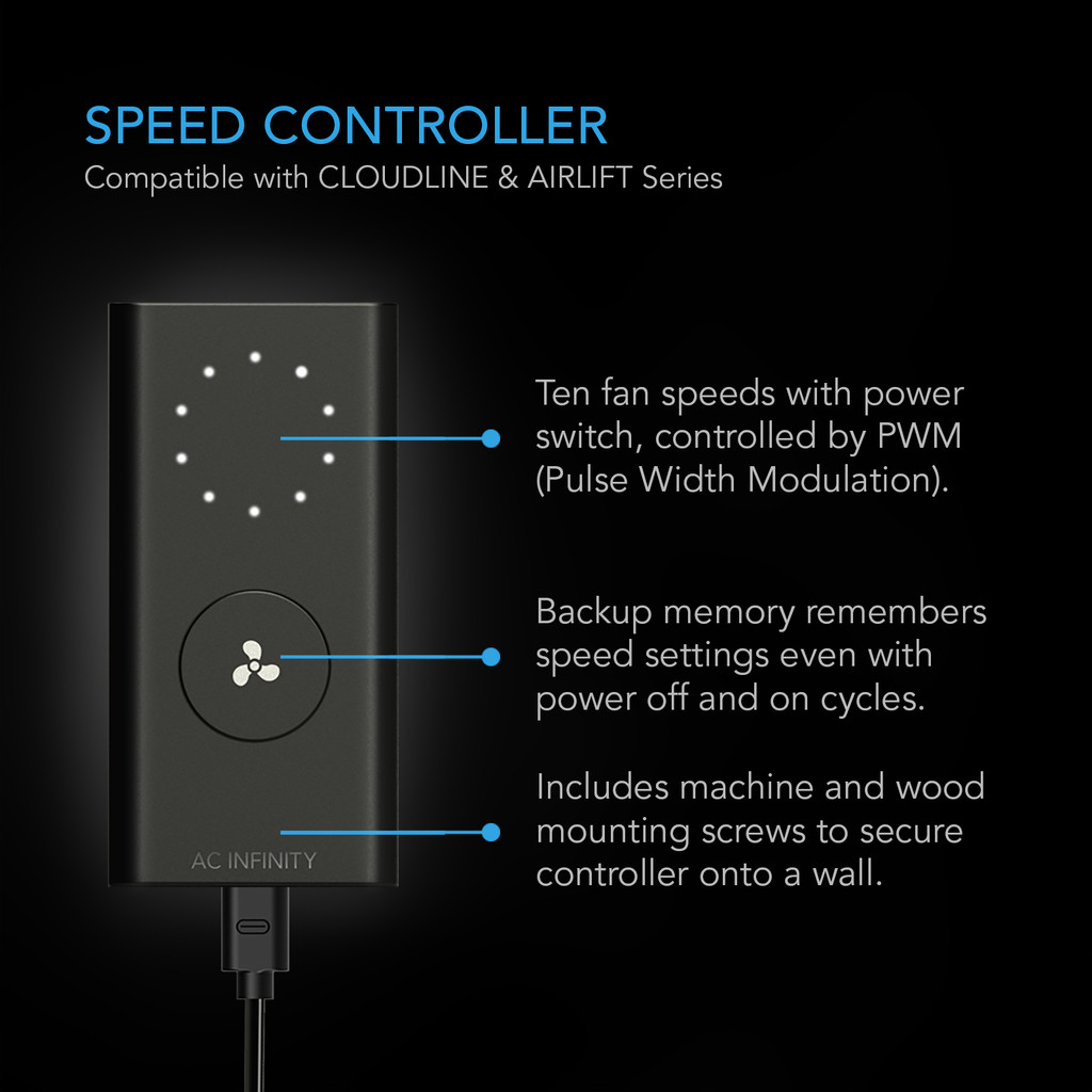 AIRLIFT S12, Shutter Exhaust Ventilation Fan 12", Speed Controller
