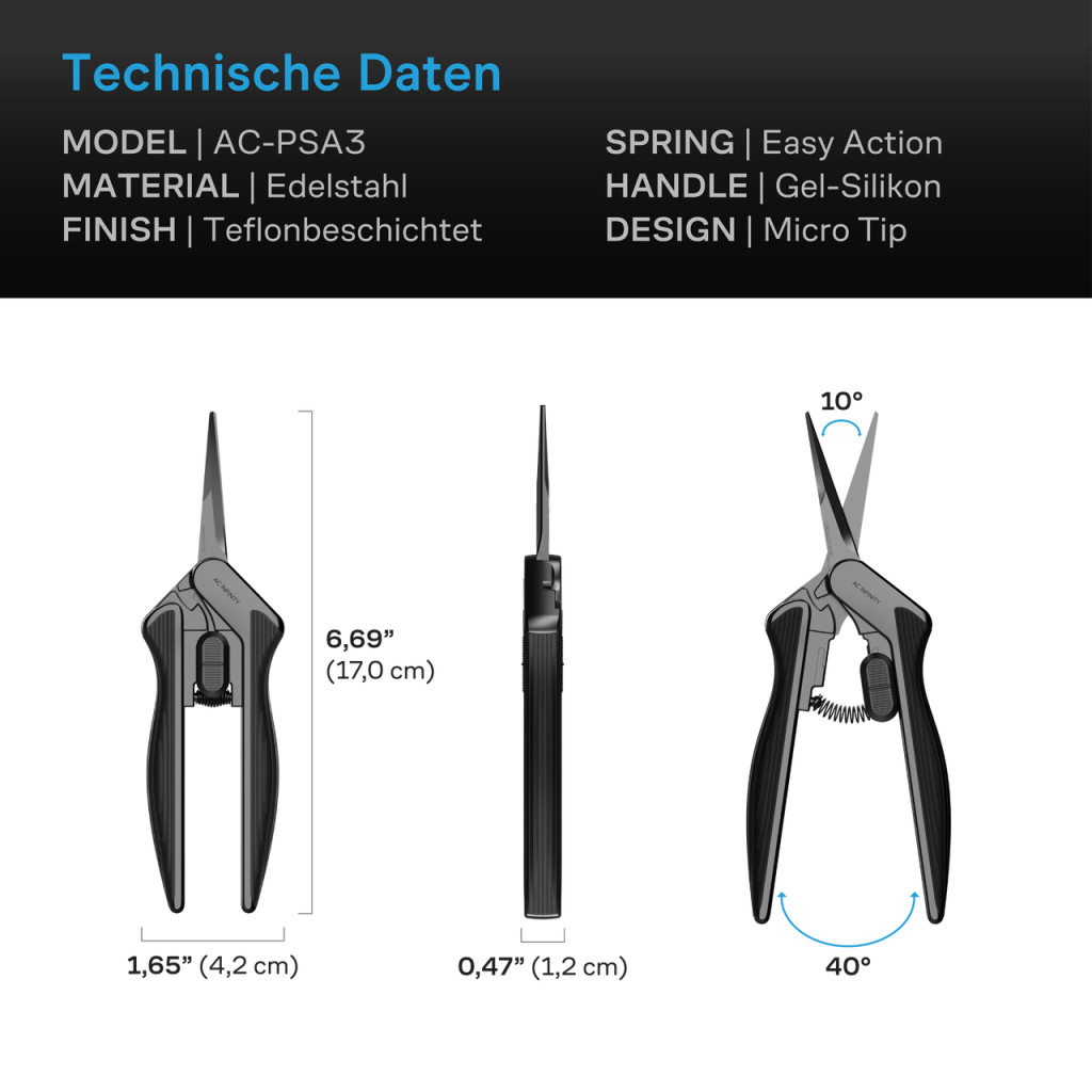 Edelstahl-Präzisionsschere, ergonomisch, leicht, 16,7 cm gerade Klingen