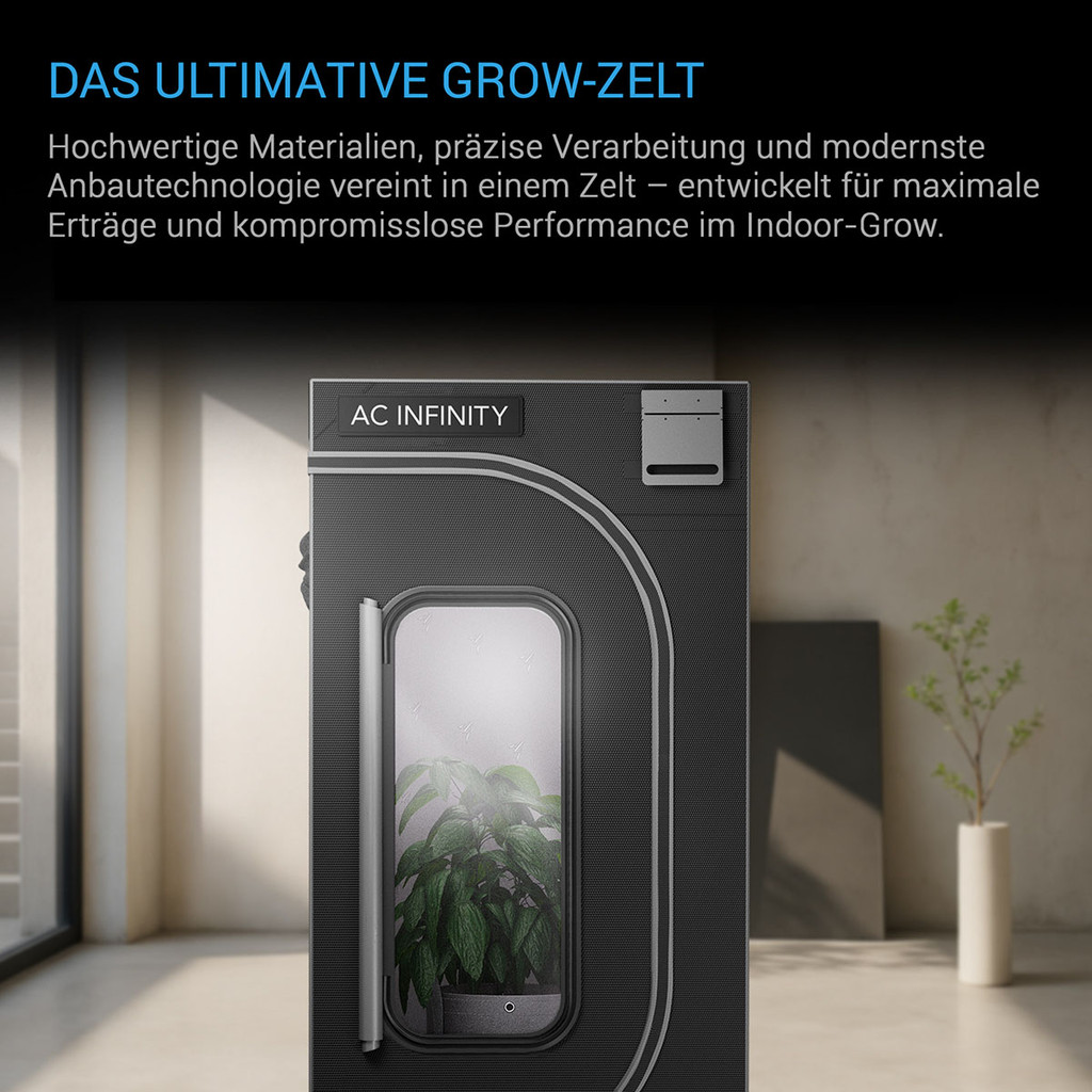 AC Infinity CLOUDLAB 642 Advance Grow Zelt, 120 x 60 x 180 cm, Dickste 22 mm Stangen, Besonders dichtes 2000D Diamant-Mylar-Gewebe, 120x60 cm für Hydroponik Indoor-Anbau
