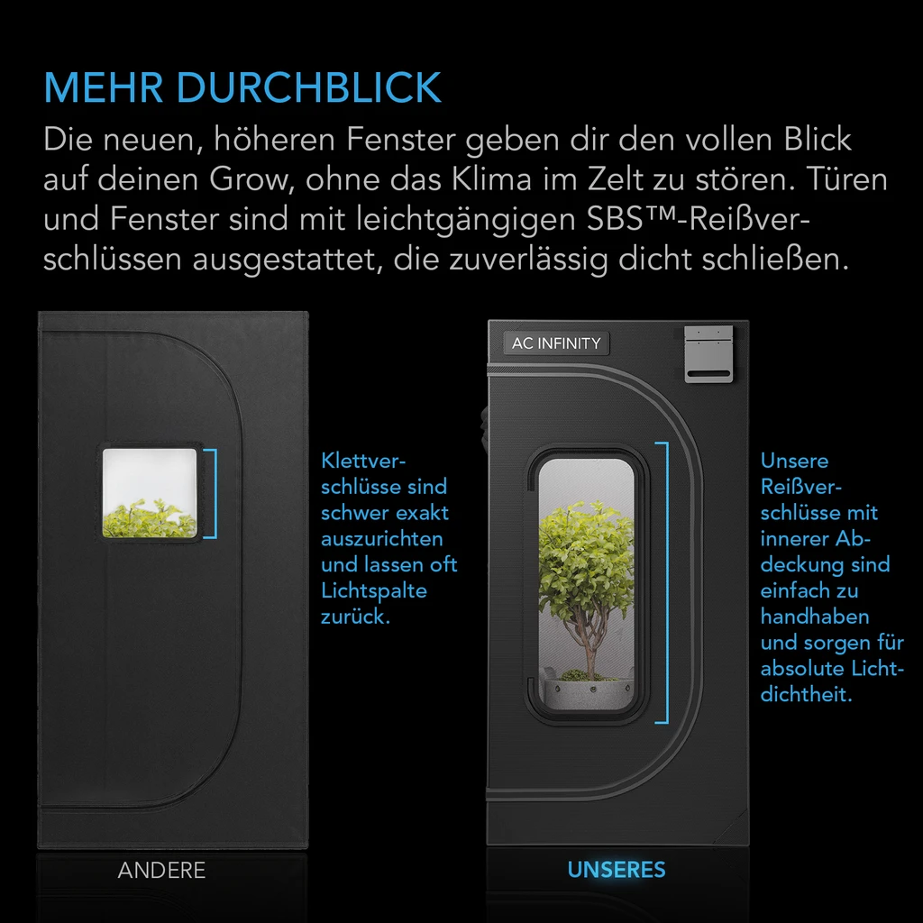 AC Infinity CLOUDLAB 866, Advanced Grow Zelt 150 × 150 × 200 cm, 25 mm Mylar-Canvas, 22 mm Stahlstangen, laborgetestet höchste Reflexion, großes Sichtfenster, Montageplatte für Controller, Indoor Growing
