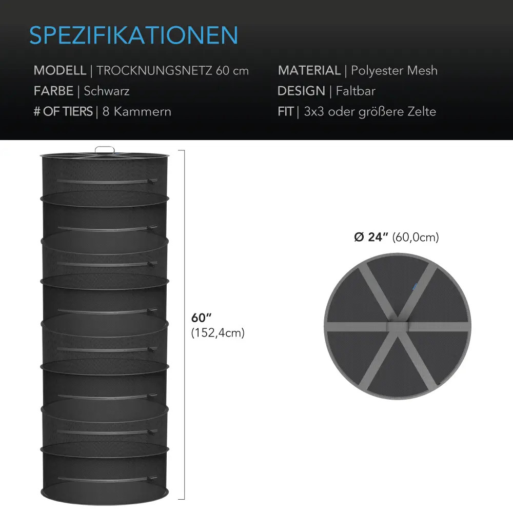 Hängendes Trockengestell für Kräuter, Ø 60 cm, acht Ebenen