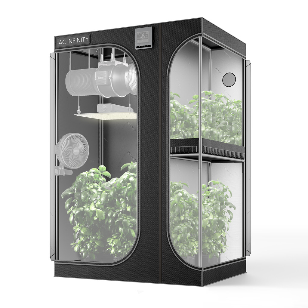 AC Infinity CLOUDLAB 743D 2-in-1 Advance Grow Zelt, 120 x 90 x 180 cm, Dickste 22 mm Stangen, Besonders dichtes 2000D Diamant-Mylar-Gewebe, 120x90 cm für Hydroponik Indoor-Anbau