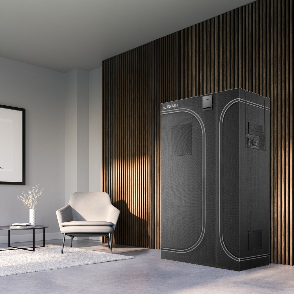 AC Infinity CLOUDLAB 743D 2-in-1 Advance Grow Zelt, 120 x 90 x 180 cm, Dickste 22 mm Stangen, Besonders dichtes 2000D Diamant-Mylar-Gewebe, 120x90 cm für Hydroponik Indoor-Anbau