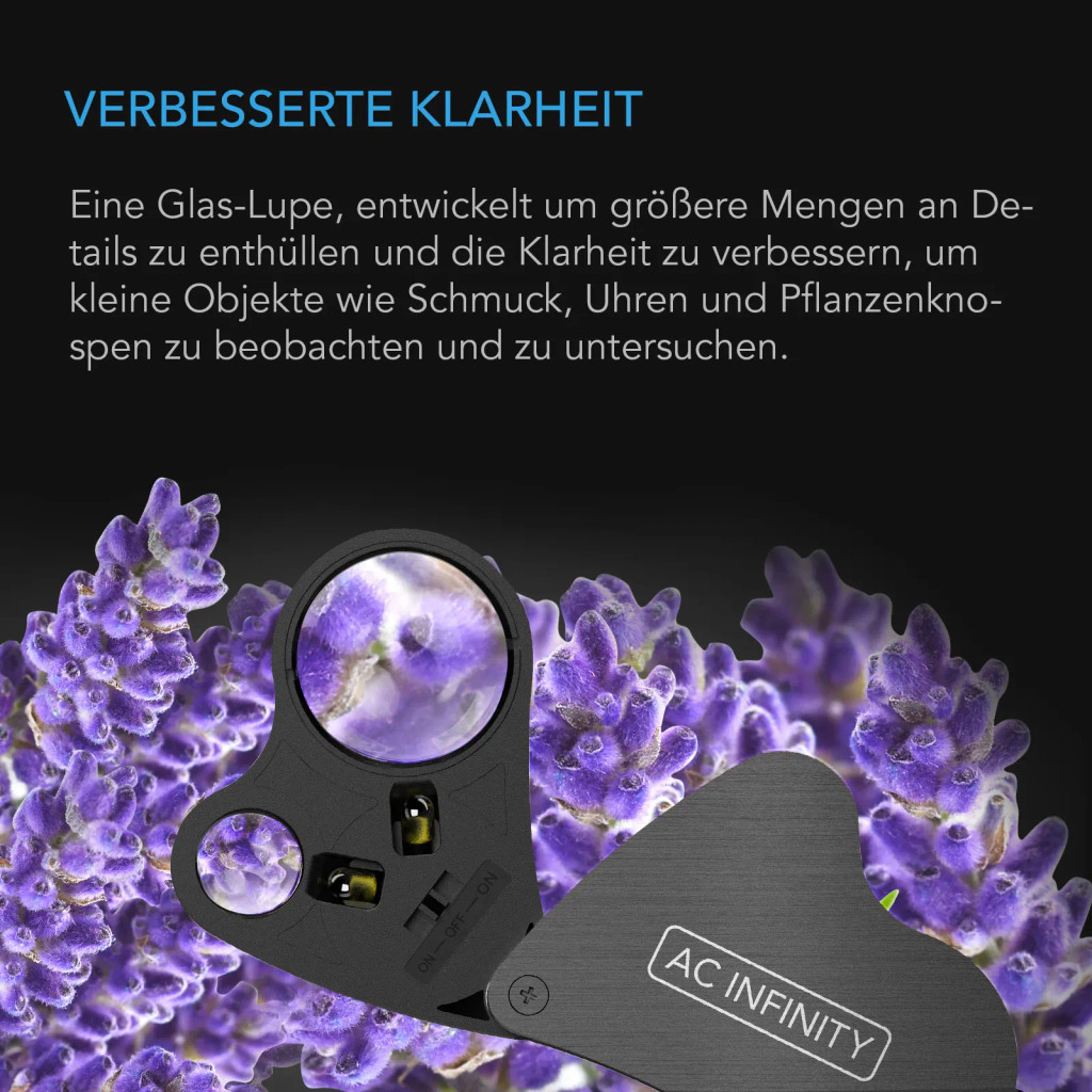 Juwelier-Lupe, Taschen-Vergrößerungsglas mit LED-Licht & Doppel-Linsen, 30x 60x Zoom für Schmuck, Uhren, Münzen, Briefmarken, Pflanzen-Buds