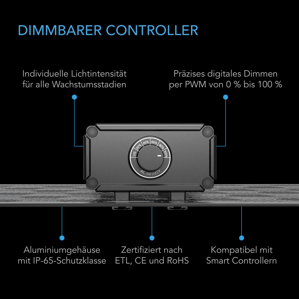Vollspektrum LED Grow Light mit Samsung LM301H Dioden, maximale Lichtausbeute, für Wachstum und Blüte von Indoor-Pflanzen in Grow-Zelten und Gewächshäusern (60 x 60 cm)