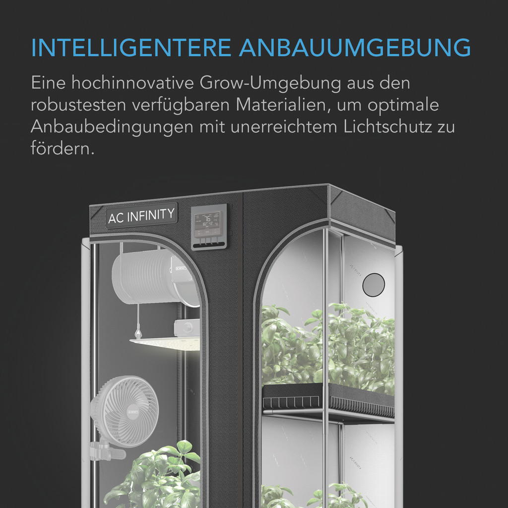 AC Infinity CLOUDLAB 864D 2-in-1 Advance Grow Zelt, 150 x 120 x 200 cm, Dickste 22 mm Stangen, Besonders dichtes 2000D Diamant-Mylar-Gewebe, 150x120 cm für Hydroponik Indoor-Anbau