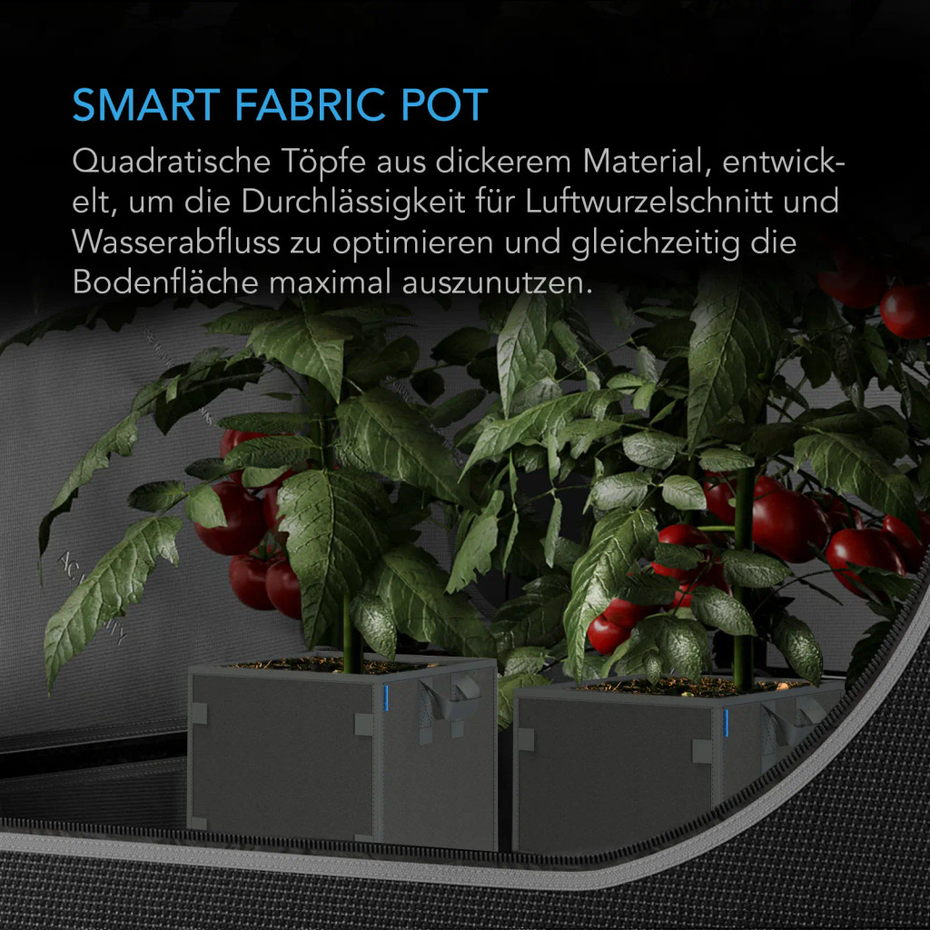 Hochbelastbare, quadratische, wiederverwendbare Stofftöpfe, 26,5 Liter, 5er-Pack – 500 g/m² Vliesstoff, inklusive Schlaufen für Pflanzstäbe zum vielseitigen Pflanzen-Training