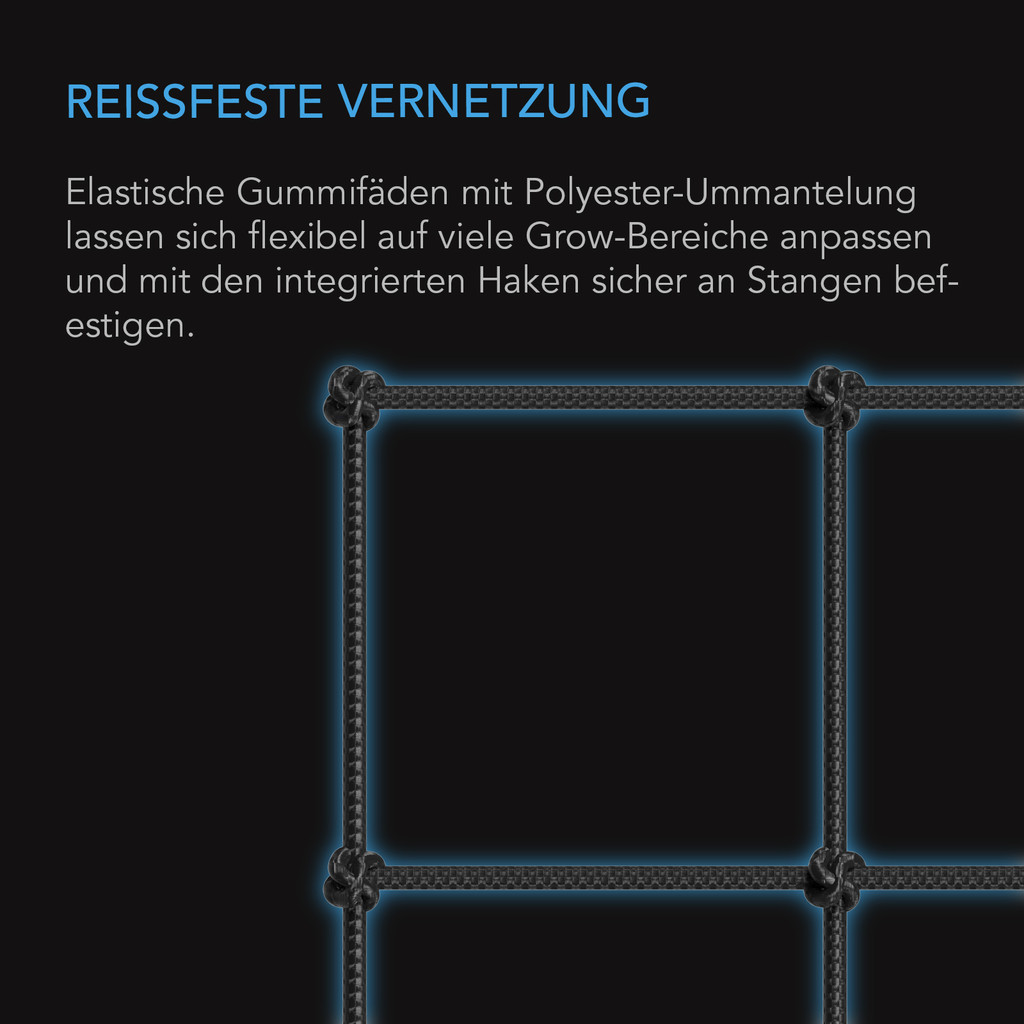 Grow Tent Trellis Netting, Flexible Elastic Cords, 2x2'