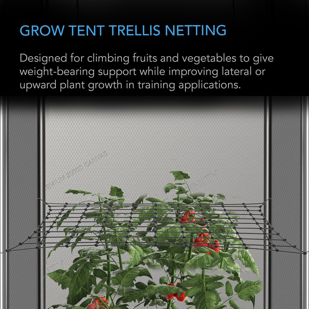 Grow Tent Trellis Netting, Flexible Elastic Cords, 5x5'