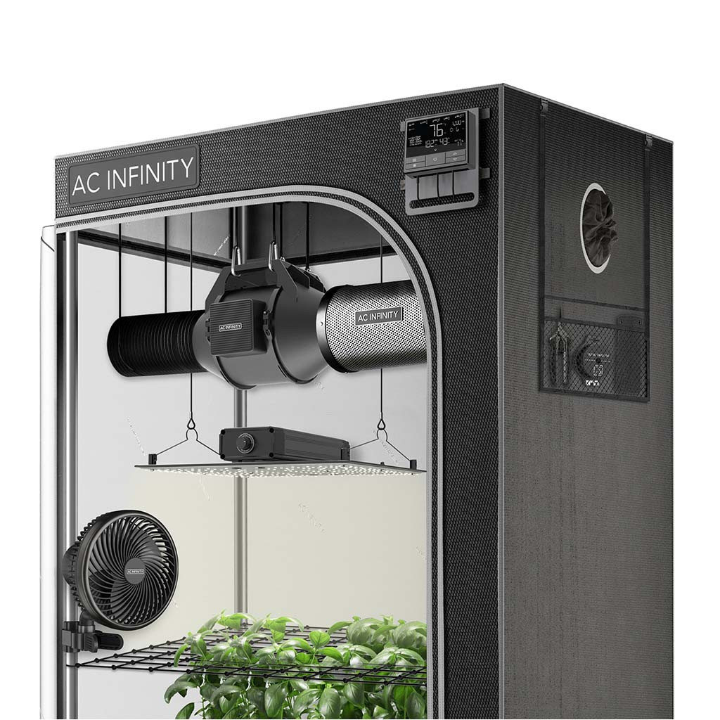 Grow Zelt-System 60x60x180, 1-Pflanzen-Kit, WiFi-integriertes Grow Zelt Kit, intelligente Klimasteuerung zur Automatisierung von Belüftung und Umluft, Zeitplanung für Vollspektrum LED Grow Light mit Samsung LM301H Dioden, 2000D-Mylar-Zelt