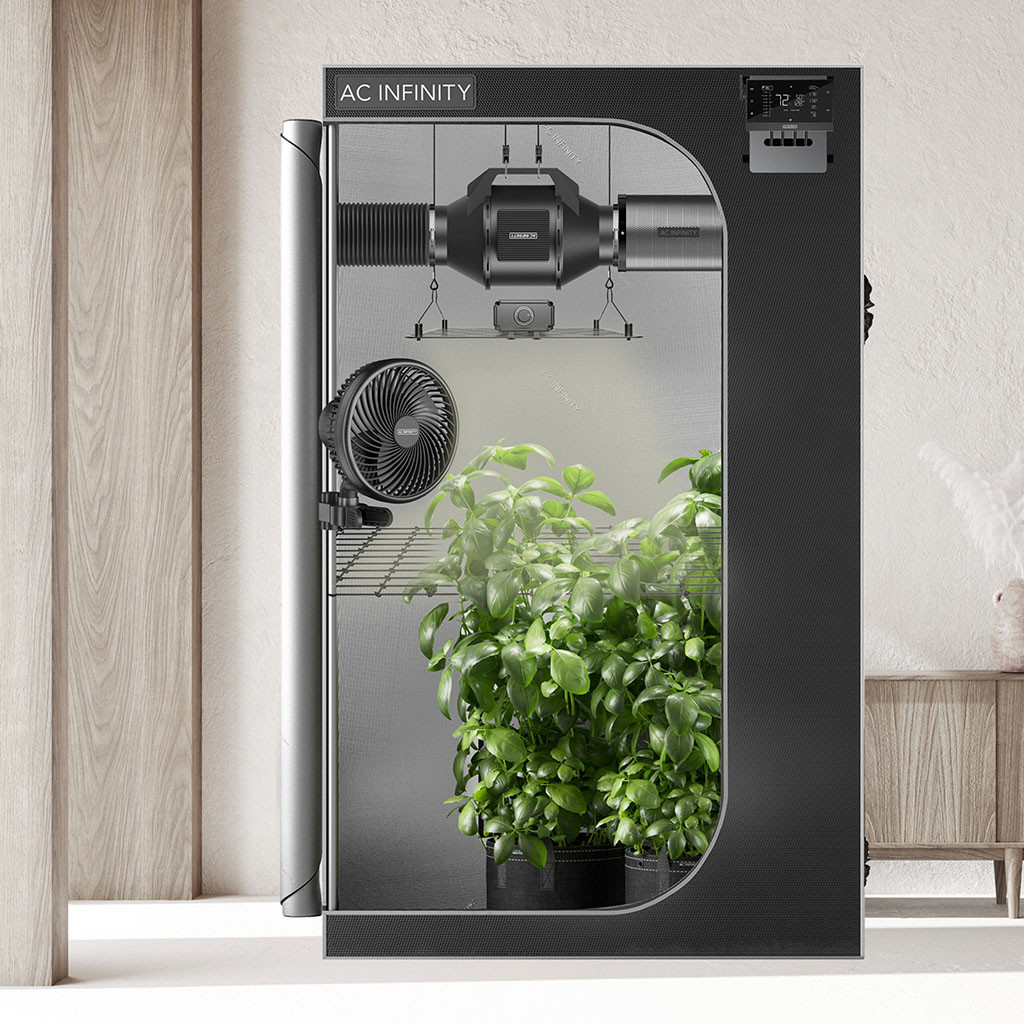 AI+ Grow Zelt-System 90x90x180, 3-Pflanzen-Kit, WiFi-integriertes Grow Zelt Kit, intelligente Klimasteuerung zur Automatisierung von Belüftung und Umluft, Zeitplanung für Vollspektrum LED Grow Light mit Samsung LM301H Dioden, 2000D-Mylar-Zelt