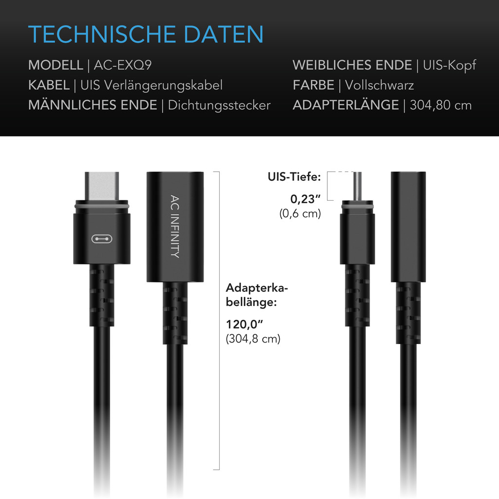 AC Infinity UIS Controller zu Gerät Kabel für Controller 69 PRO und PRO+, Female zu Male, 3 Meter Verbindungsverlängerungskabel, Funktioniert mit CLOUDRAY, CLOUDLINE, IONFRAME, CLOUDFORGE und mehr