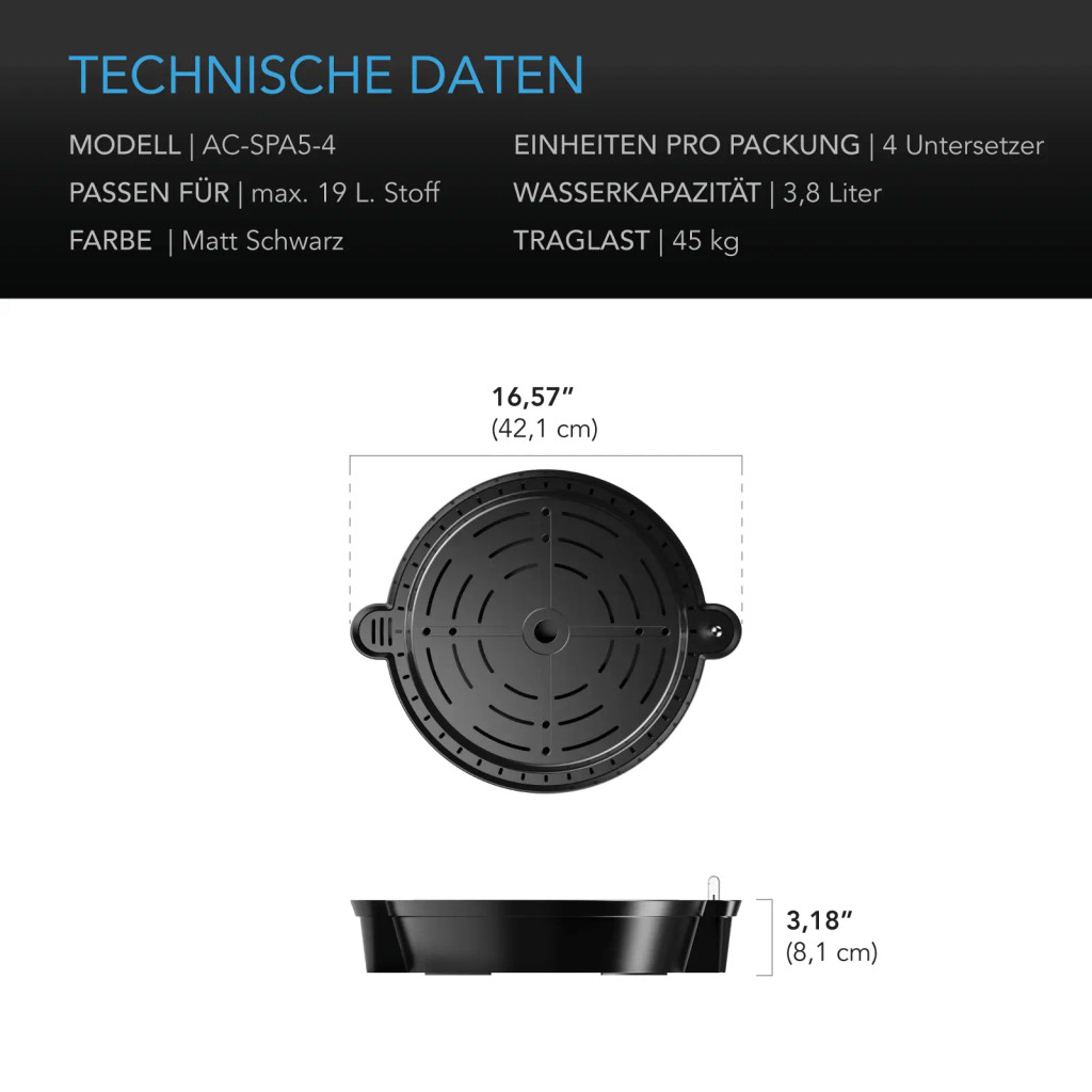 Selbstbewässerungs-Basis für Stofftöpfe, 4er-Pack Automatisches Bewässerungssystem mit Wasserreservoir und Füllstandsanzeige, erhöhte Pflanzenschalen für den Einsatz in Indoor-Grow-Tents, Gewächshäusern und Außengärten