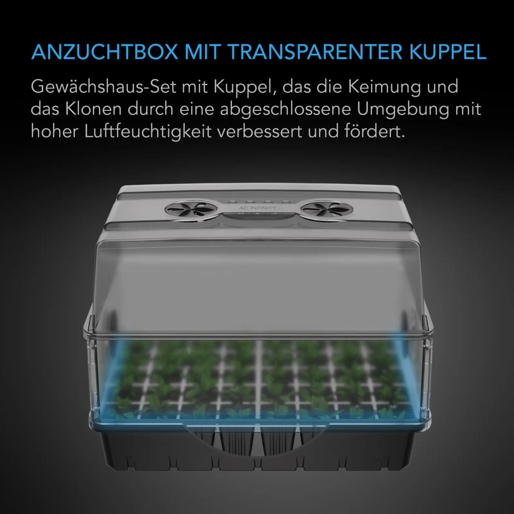 Stecklings-Gewächshaus mit Höhenverlängerung, 3 mm klare Kuppel, 5×8 Tablett