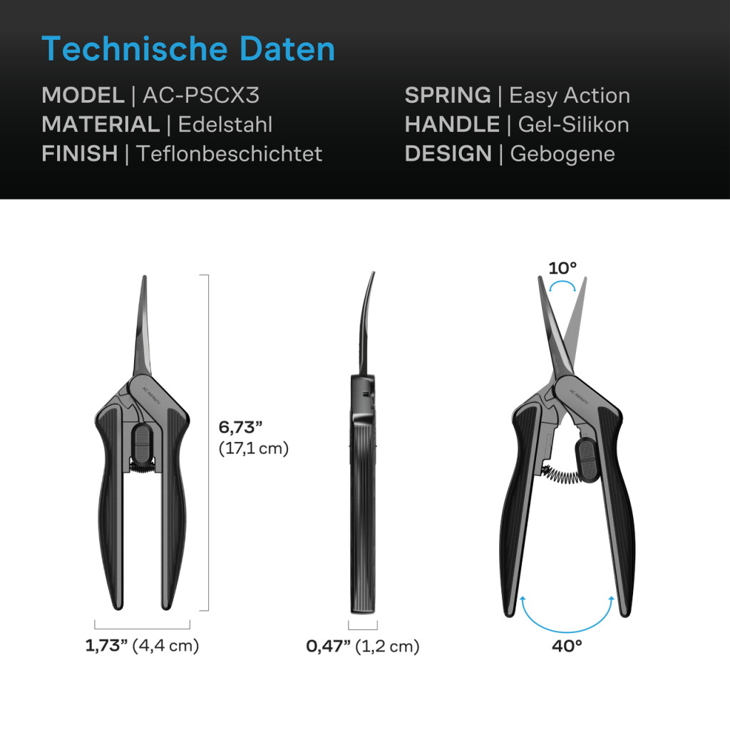 Edelstahl-Gartenschere, ergonomisch, leicht, 16,7 cm gebogene Klingen, 2er-Pack