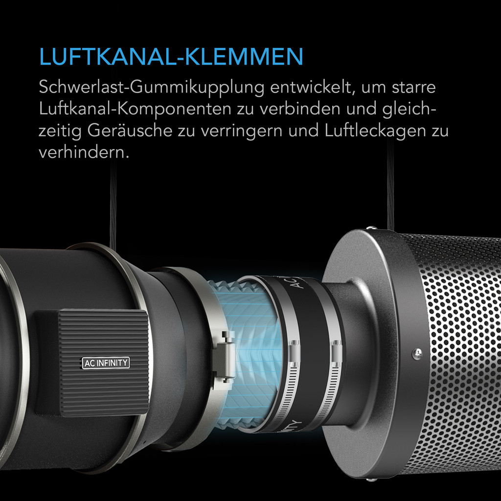 Geräuschreduzierungs-Klemme, Luftkanal-Verbinder mit Edelstahl-Klemmen, 100 mm
