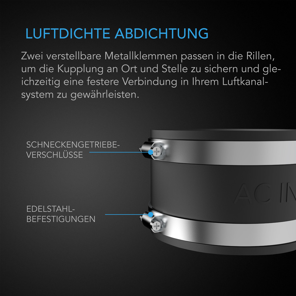 Geräuschreduzierungs-Klemme, Luftkanal-Verbinder mit Edelstahl-Klemmen, 100 mm