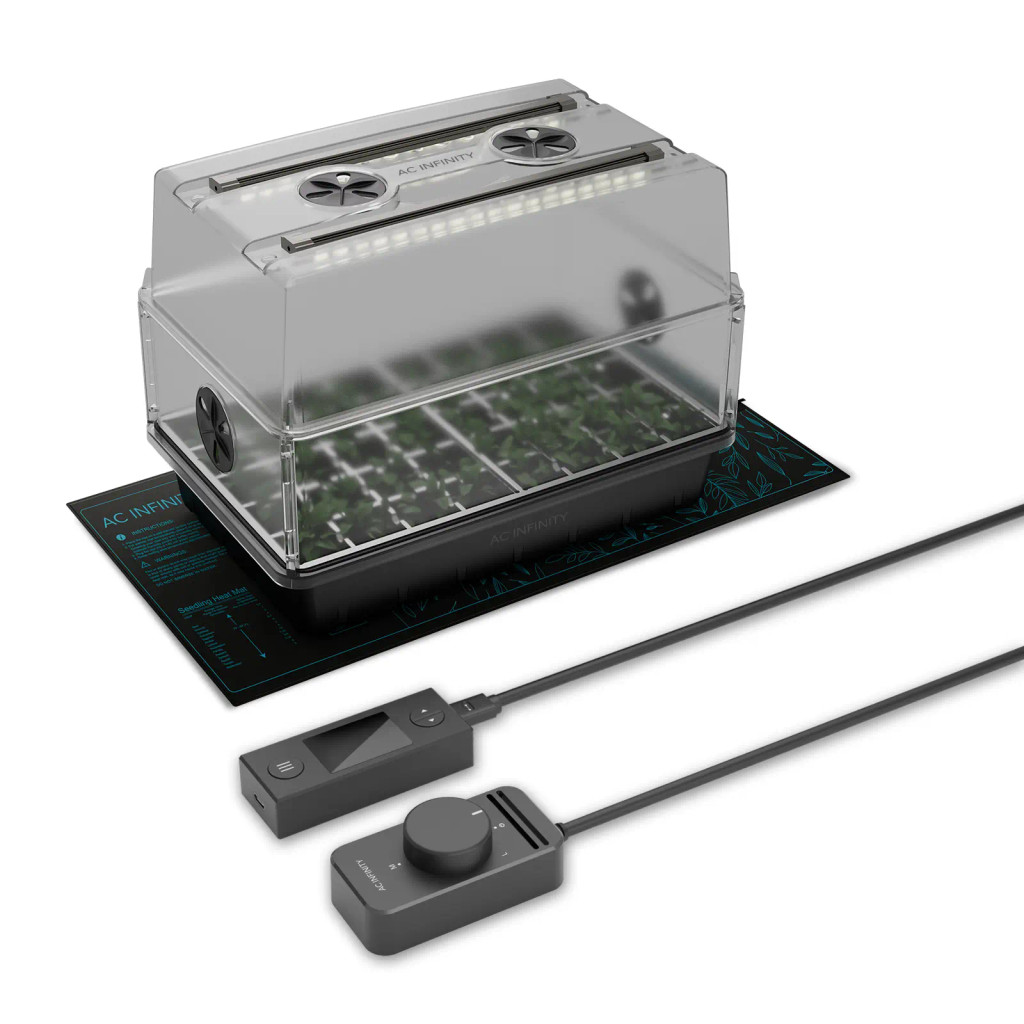 Stecklings-Gewächshaus mit Höhenverlängerung, mit Samsung LM301H EVO LED-Beleuchtung, Heizmatte 5x8-Tablett