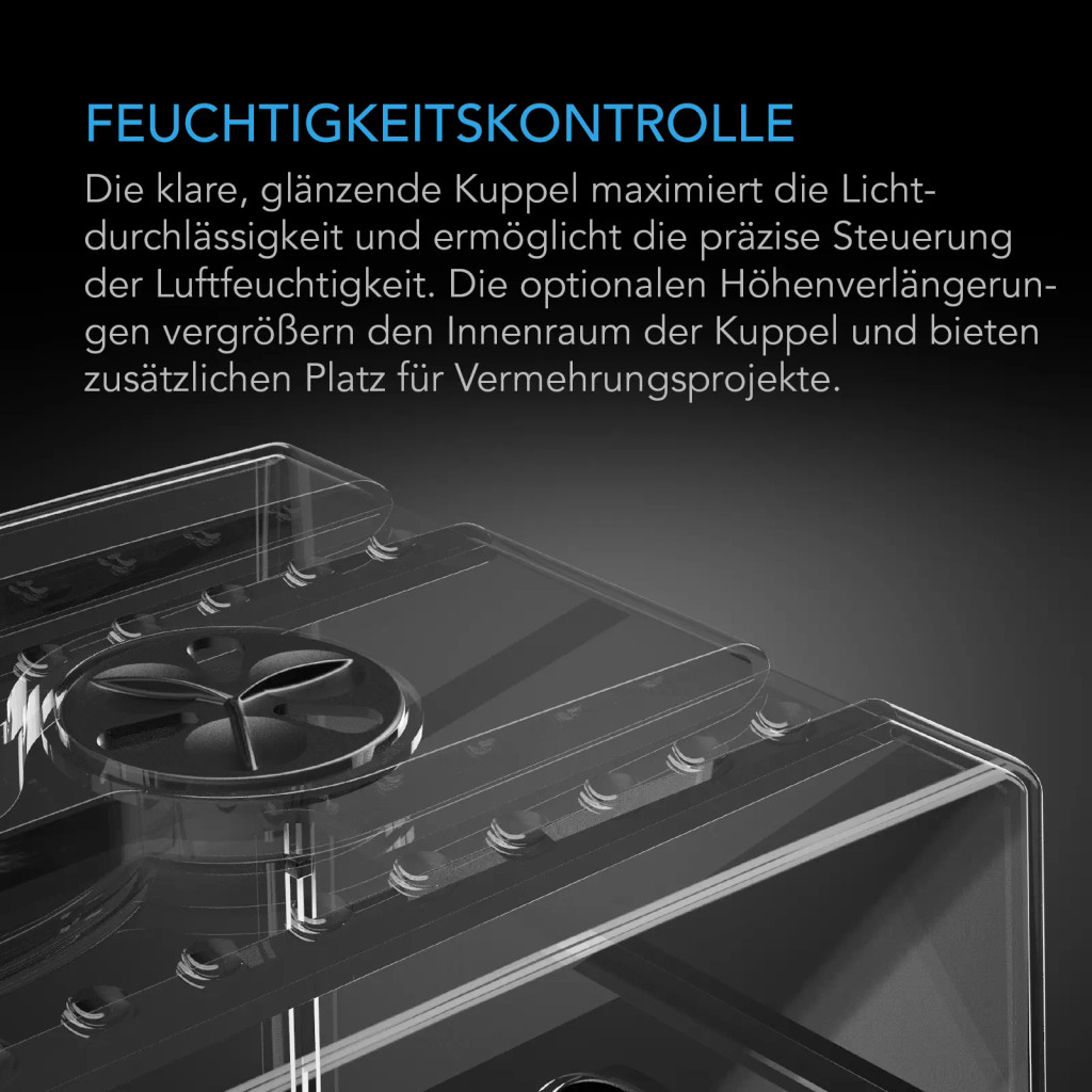 Stecklings-Gewächshaus mit Höhenverlängerung, 3mm dicke klare Kuppel, 6x12 Tablett