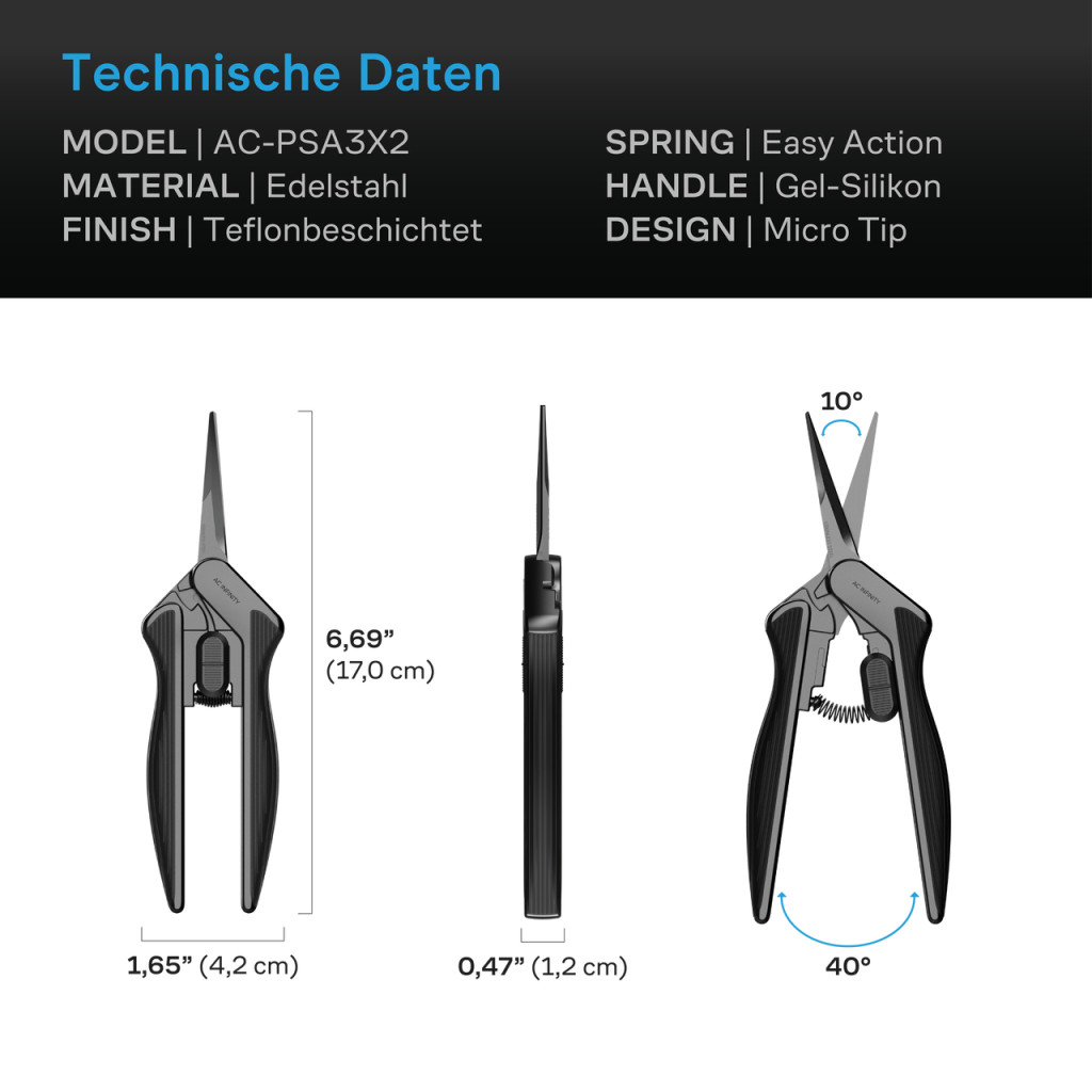 Edelstahl-Präzisionsschere, ergonomisch, leicht, 16,7 cm gerade Klingen, 2er-Pack
