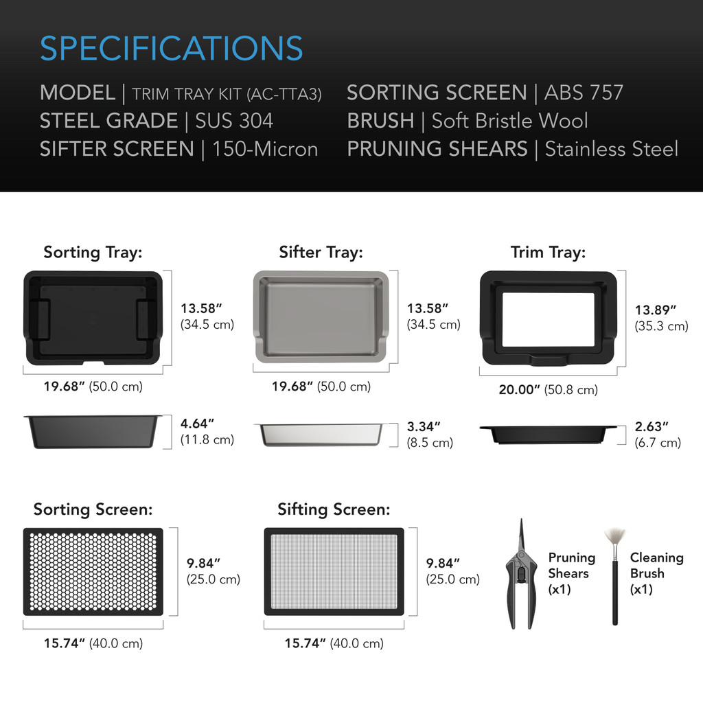 Large Trim Tray System, 3-Tray & 2-Screen Kit, Interchangeable and Ergonomic Design