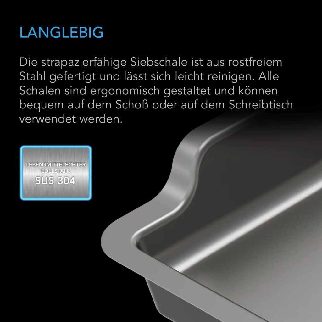 Large Trim Tray System-rGroßes Trim-Tablett-System, 3-Tablett- & 2-Sieb-Set, austauschbares und ergonomisches Design