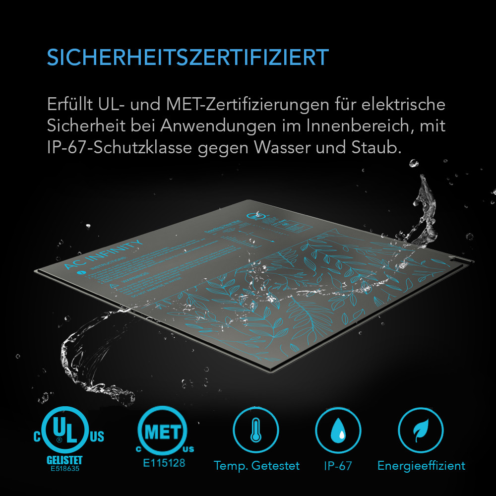 SUNCORE H3, Heizmatte für Keimlinge 25,4 cm x 52,7 cm mit Digitalanzeige-Controller für exakte Wärmeregelung, wasserdichte Heizmatte für Indoor Gardening, Hydrokultur, Keimung, Klonen